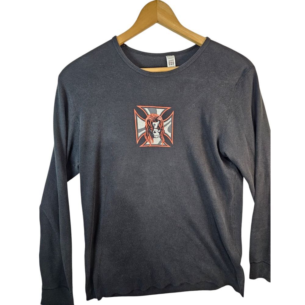 Vintage Triple H Iron Cross The Game Rules Black Long Sleeve Shirt WWE Sz Medium